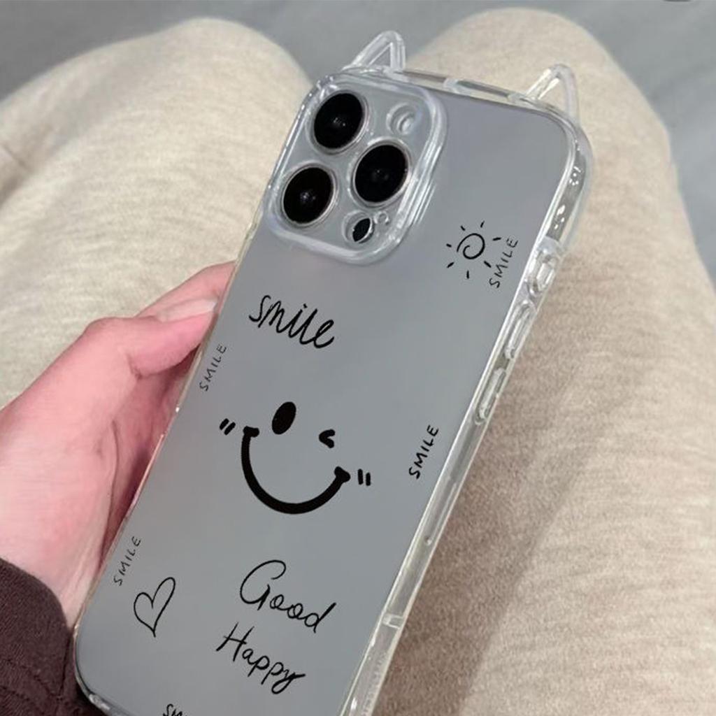 Cat Ears for Apple Transparent Four-corner Anti-fall Shell Transparent TPU Mobile Phone Case Air Bag Anti-fall Shell 13pro for Apple