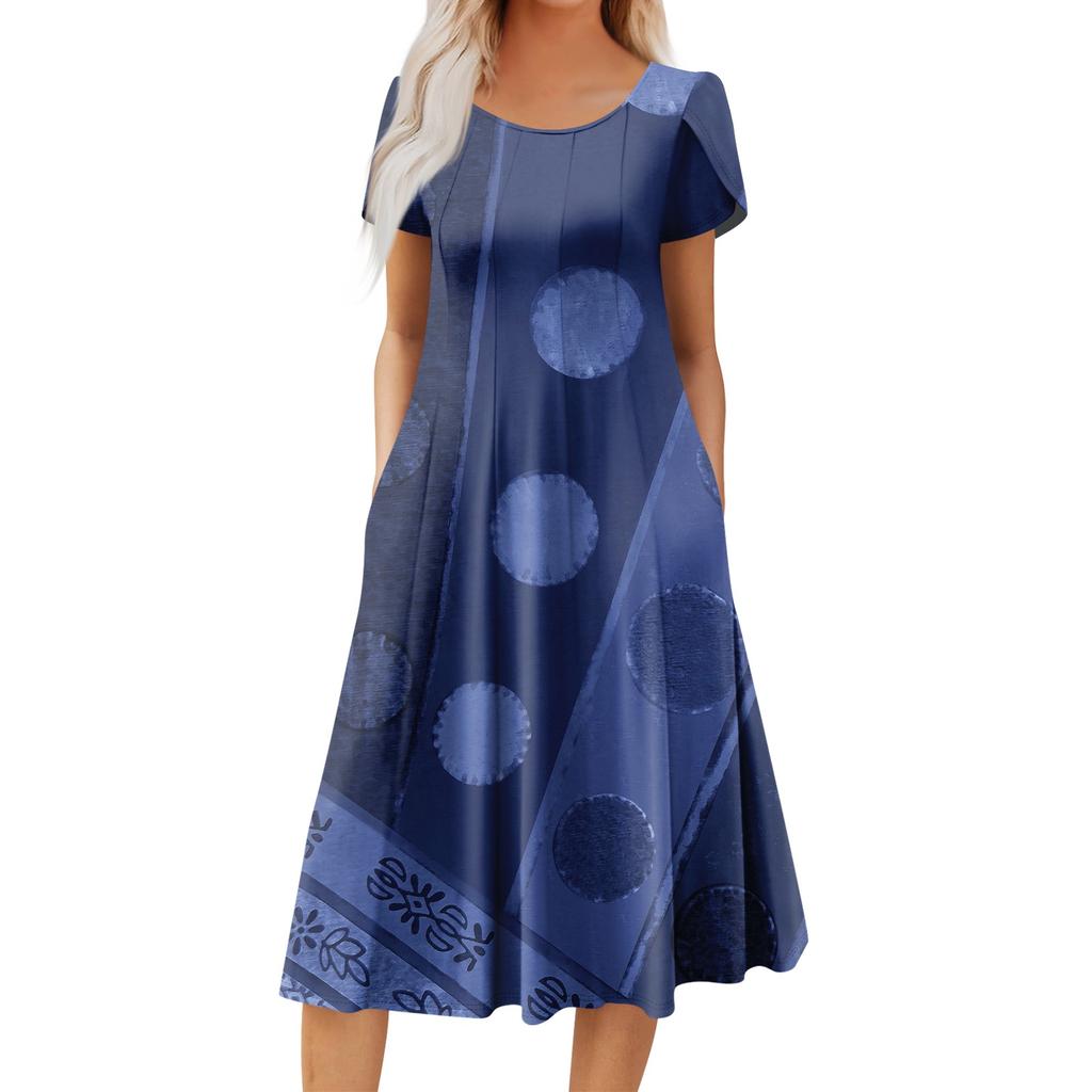 Женское повседневное модное платье миди с круглым вырезом и коротким рукавом, модное свадебное платье для гостей