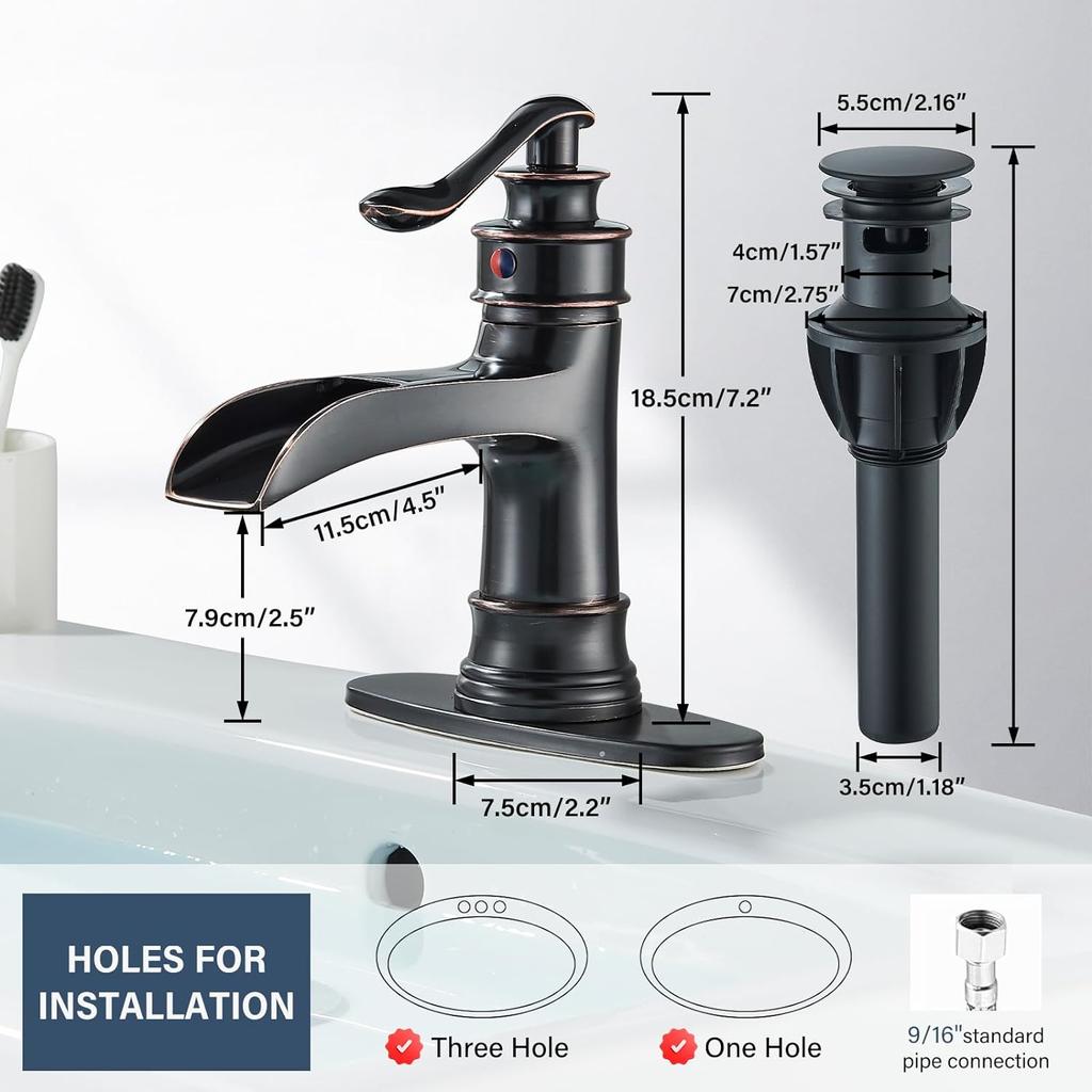 Waterfall Bathroom Faucet Oil Rubbed Bronze Single Handle Lavatory Mixer Tap Vessel Sink Faucet Farmhouse Vanity Sink Faucet