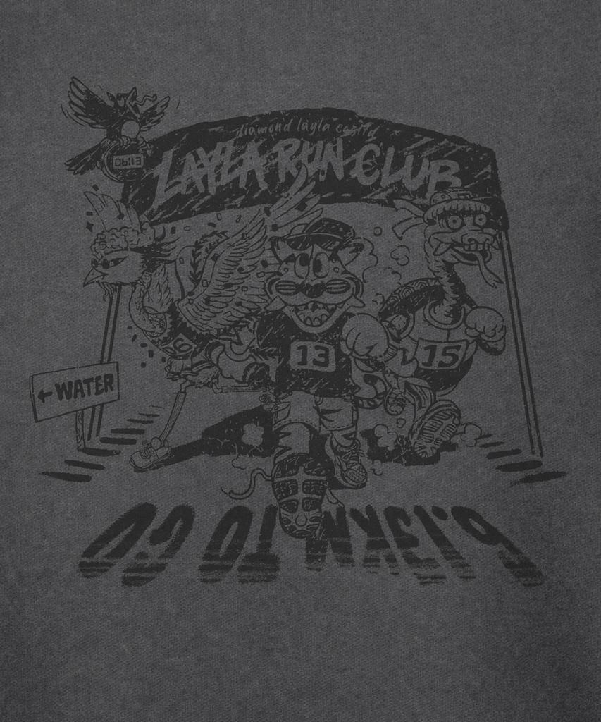 DIAMOND LAYLA [Machine Wash] Kkaho Marathon Short Sleeve T-Shirt T106 Charcoal