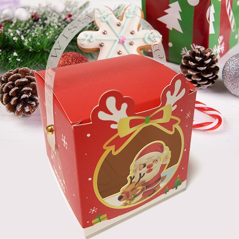 Новая рождественская ручная упаковочная коробка для конфет, шоколада, яблок, подарочная коробка, праздничные украшения, бумажная коробка, 10 штук