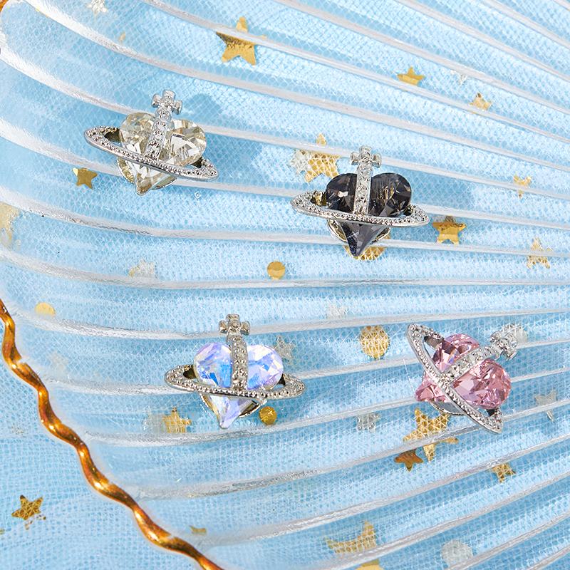 5 шт., кривое наклонное сердце, спутниковое ювелирное изделие из сплава, украшения для дизайна ногтей, аксессуары для ногтей, подвески, принадлежности