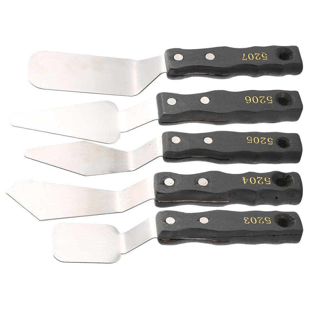 5 шт. Мастихины, шпатели, черная деревянная ручка, нержавеющая сталь, масляная акриловая краска, художественный нож