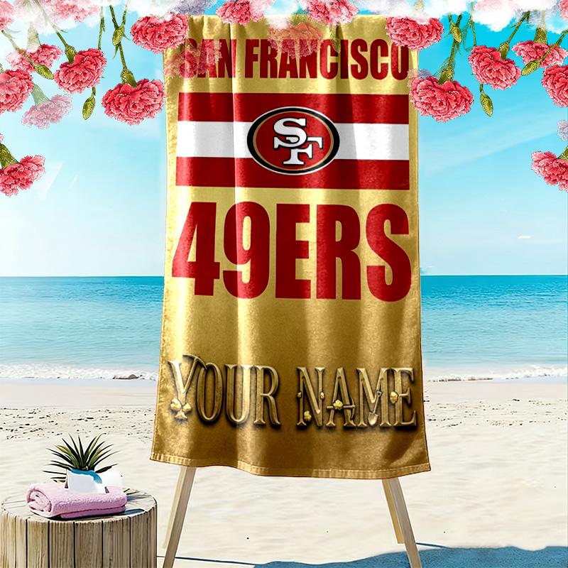 Name Custom SF 49ers Print Beach Towel, Large Soft Quick Dry Towel for Beach Camping Swimming