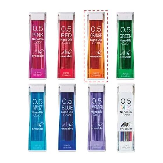Цветной стержень Nano Diamond Color Color Sharp, 0,5 мм, 20 шт., Оранжевый, Цветной стираемый стержень для маркеров, Стержень для карандаша