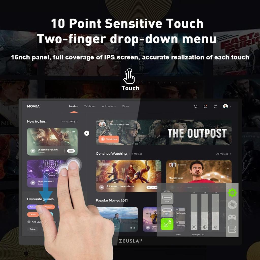 Портативный монитор ZEUSLAP Z16TV