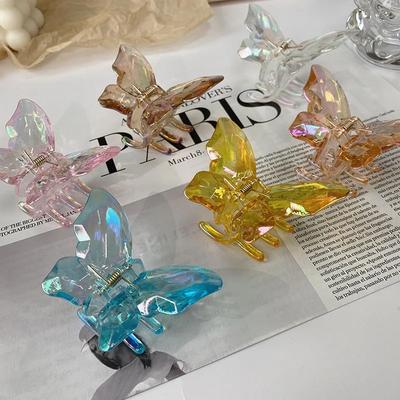 Милые прозрачные заколки-крабы для волос, мини-заколки-бабочки для женщин, нескользящие, ободок для волос для девочек, аксессуары для волос