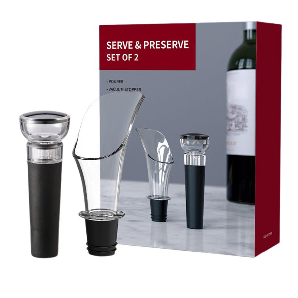 Wine Pourer And Stopper Liquor Bottle Pourer Vacuum Wine Stopper Bottle Sealer For Improved Flavor Bar Bartender Accessories