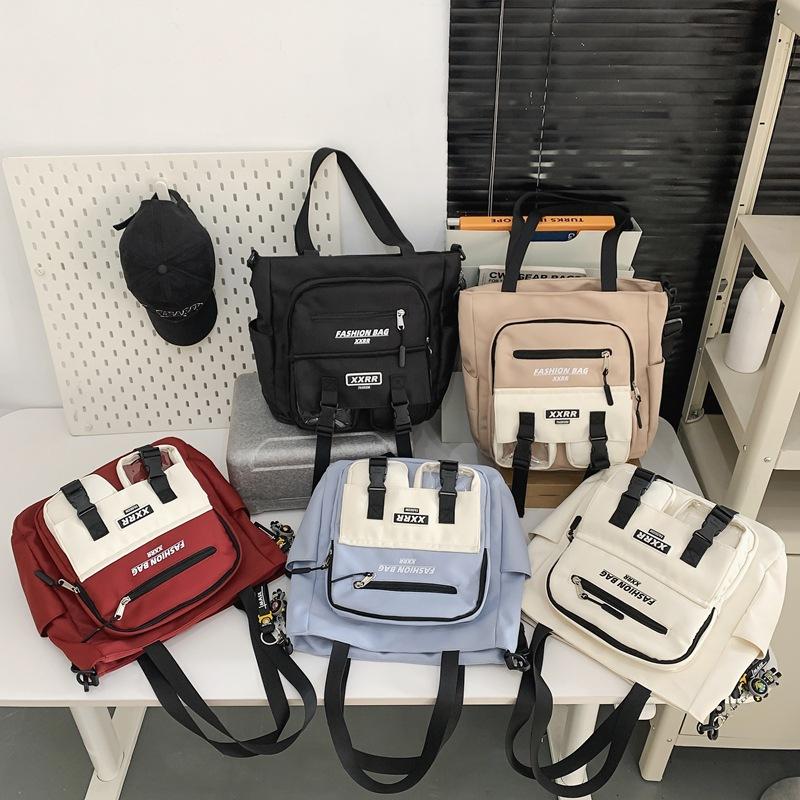 Women's Handbag Color Block Men's Messenger Bag Large Capacity Student Class Shoulder Bag