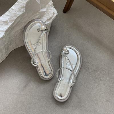 Французские вечерние тапочки 2025 новые туфли на плоской подошве жмут ноги прохладные тапочки сказочный стиль красивые сандалии женские летние