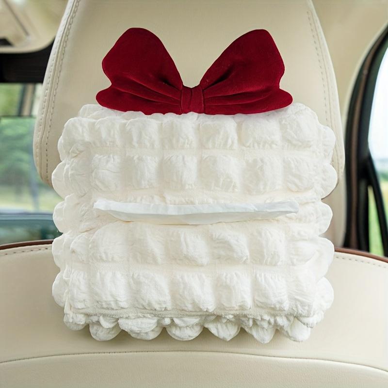 1 шт. Креативная пушистая сетчатая коробка для салфеток в машину - Многофункциональный выдвижной ящик для салфеток на спинку сиденья, Милый декор для салона автомобиля