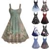 Women's Casual And Fashionable Print Sexy Suspender Retro Dress Big Swing Dress Dress