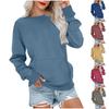 Ladies' Casual And Fashionable Pocket Solid Color Round Neck Long Sleeved Sweatshirt