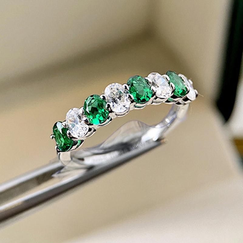 Huitan Chic Green/White Cubic Zirconie Женские Кольца Цвет Темперамент Аксессуары Для Пальцев Дама Для Обручального Обручального Украшения