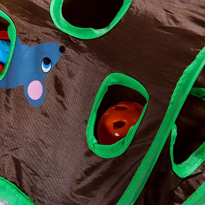 Игра для кошек и мышей, интеллектуальная игрушка, колокольчик, палатка с 9 отверстиями, кошки играют в туннель, складные игрушки для охоты на мышей, которые поддерживают активность котят, домашних животных