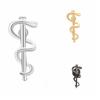 Magic Snake Stick Brooch Black/Gold/Silver Color World Health Organization Pin Metal Badge for Doctor Nurse Lapel Friend Jewelry