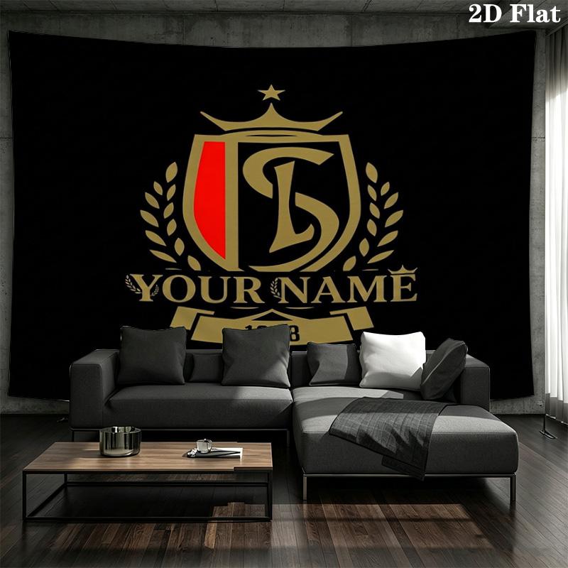 Crest Legacy Custom Name Wall Tapestry Aesthetic Wall Hanging Printed Fabric Blanket Decorative Tapestries For Bedroom Living Room Home Decor