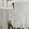 Elegant White Cotton Chair Back Cover Household Wedding Decoration Embroidered Flounced Hollow Out Lace Romance Chair Covers