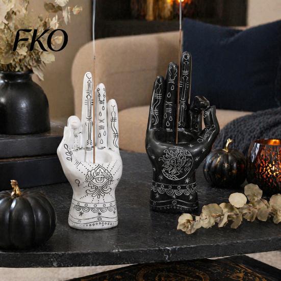 Resin Palmistry Hand Incense Holder Holder, Statue, Decorative Spooky Halloween Table Decor Stick Ancient Mystical Palm Sculpture for Home