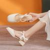 Mary Jane Sandals Spring Bow Coarse Heel Baotou Empty High Heels Single Shoes Women's Empty Design