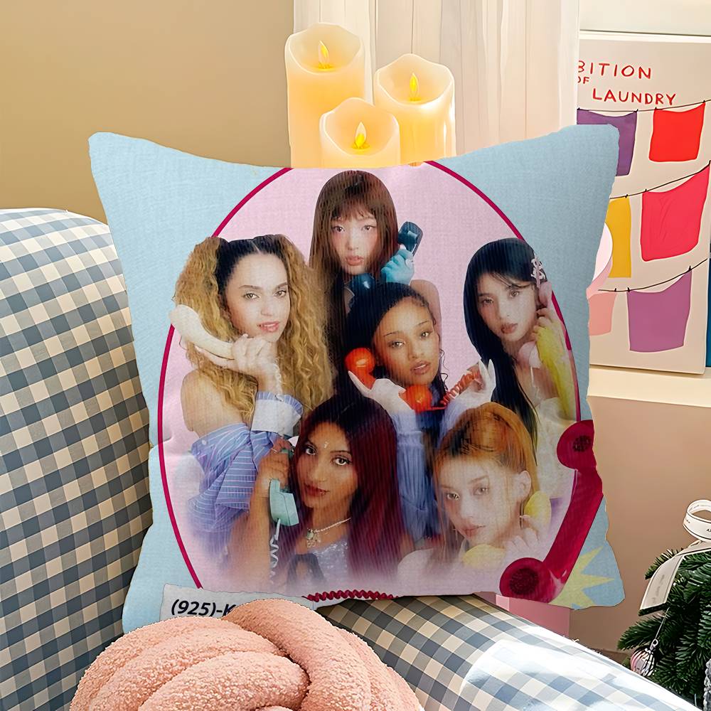 Global Pop Group K-Katseye Pillow Gift Home Office Decoration Bedroom Sofa Car Cushion Cover Case 45X45