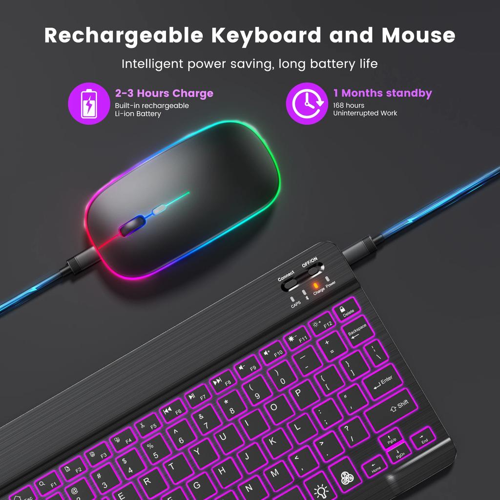 Мини Bluetooth-клавиатура RGB Беспроводная клавиатура 10-дюймовая клавиатура с подсветкой Клавиатура с подсветкой и тачпадом для IOS Android Windows iPad