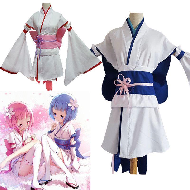 Изысканный наряд кимоно Рам Рем для косплея по Rezero Kara Hajimeru Isekai Seikatsu