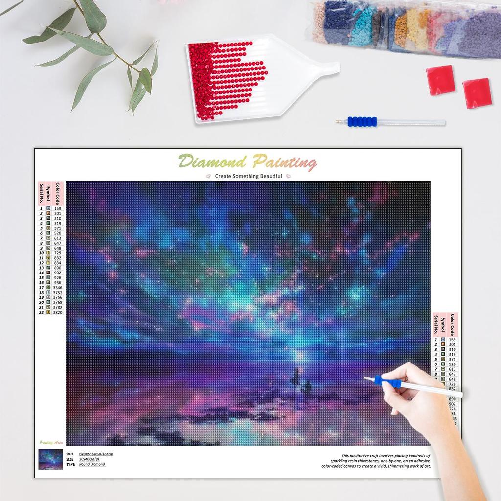Алмазная картина Астральная полная алмазная вышивка Ночная мозаика Пейзаж со стразами Украшение дома 30x40 см/12x16 дюймов
