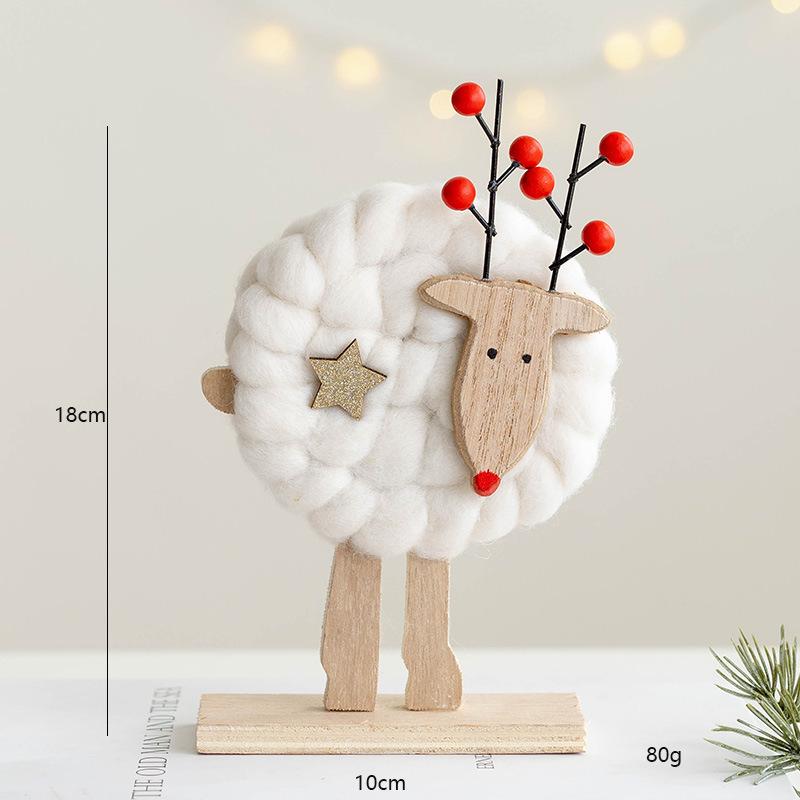 Wool Felt Nordic Ornaments Wood Christmas Tree Elk Old Man Snowman Sheep Felt Ornaments Xmas Decorations For Home Doll Decor