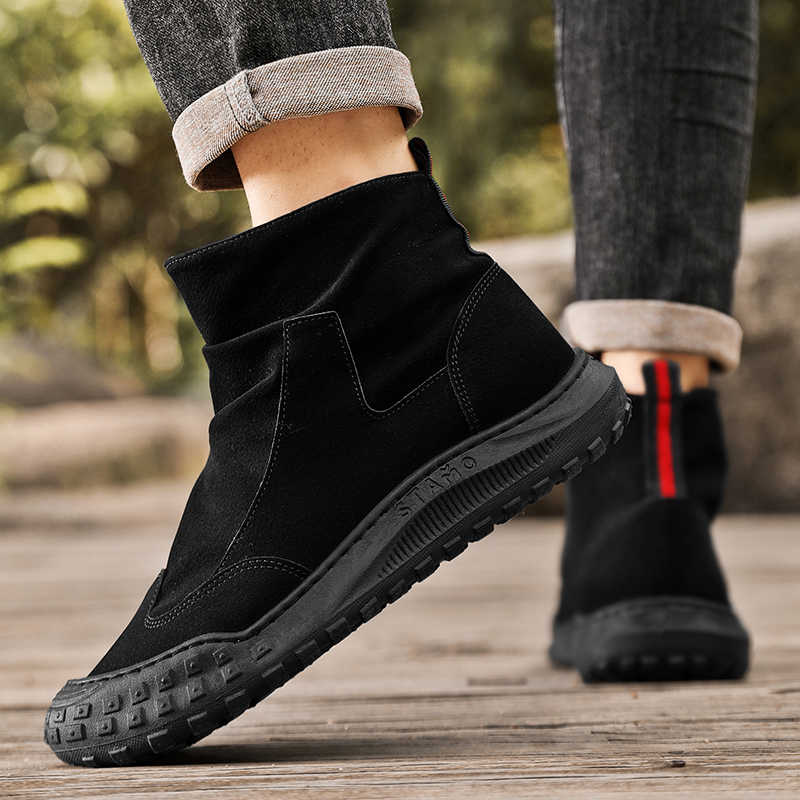 New High Top Workwear Shoes Trendy and Versatile Breathable and Non Slip Casual Labor Protection Shoes Men's Boots