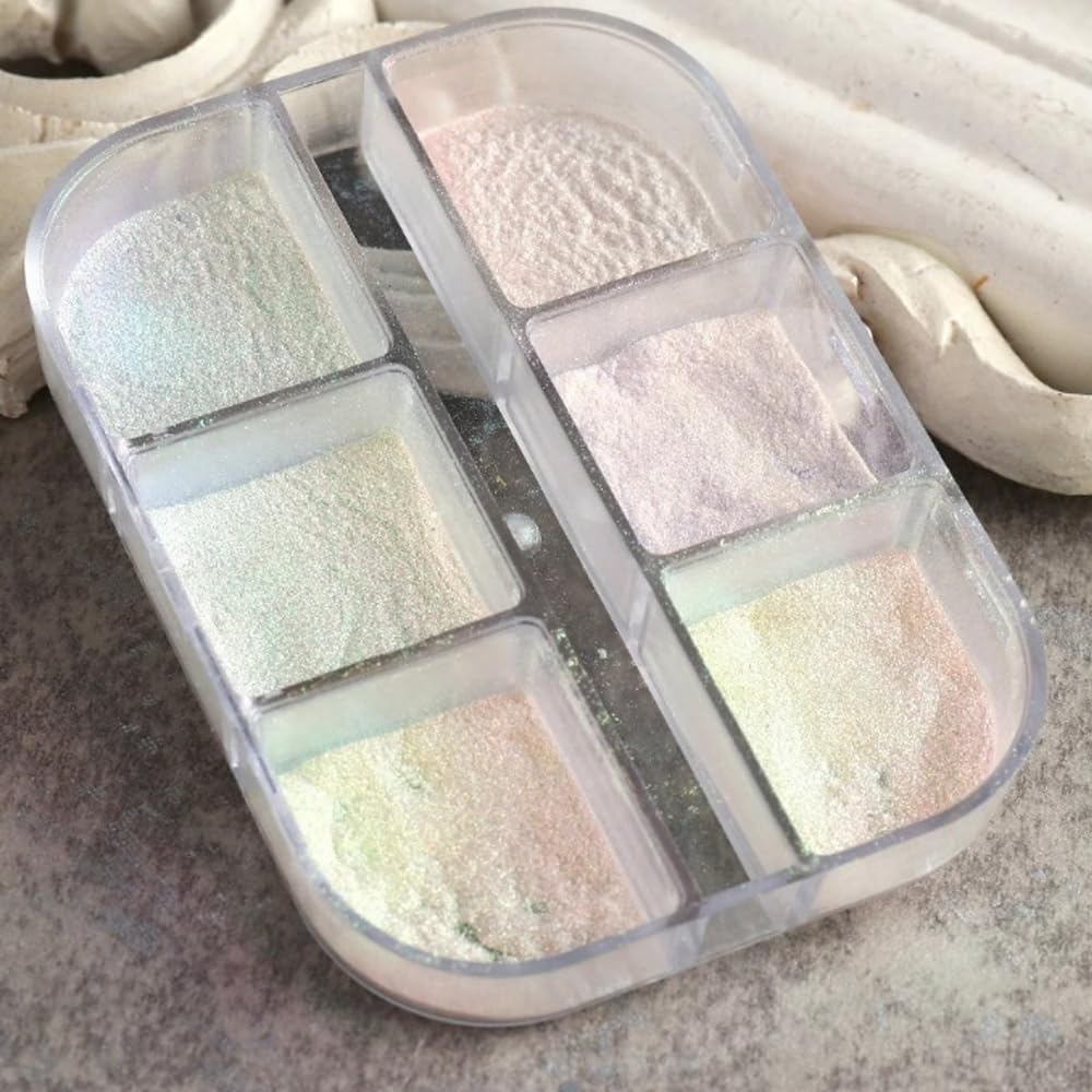 GOODCHI Пудра Аврора, Зеркальная пудра, 6 цветов, Неоновая пудра, Пудра Аврора-ракушка, Ногти Аврора, Зеркальные ногти, Сделай сам, Нейл-арт смолой (04)