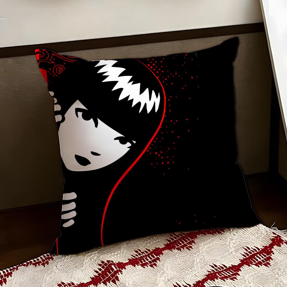 Anime EEmily the Cool Strang Cushion Cover Reversible Soft Durable Pillow Cover Home Car MultiScene Use for Daily Comfort