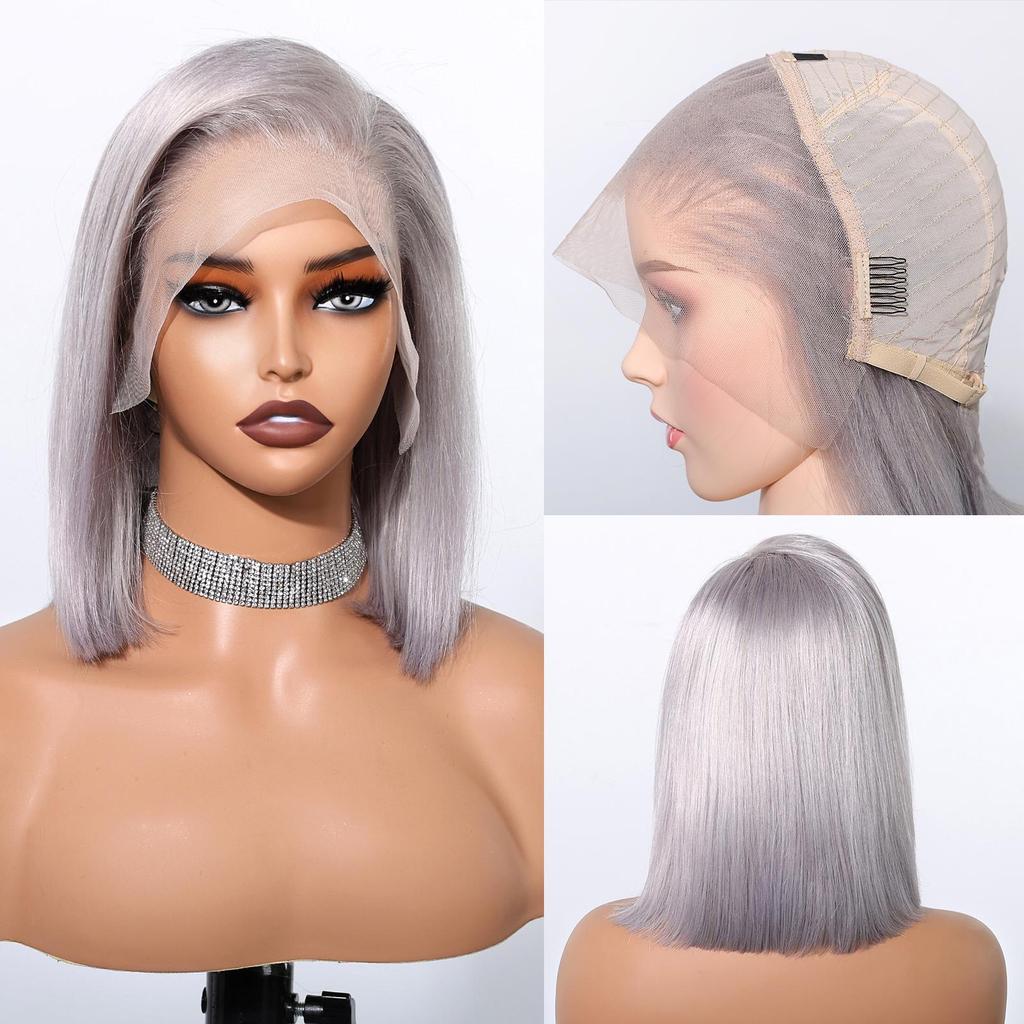 HAIRCUBE HD Transparent 613 Blonde Straight Human Hairs Lace Front Wig Short Bob Blonde Human Hair Wigs 13x4 Lace Frontal Wig for Women