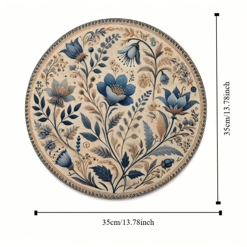Heat Insulation Floral Table Placemat Embroidery Round Dining Mat  Party Table Decoration
