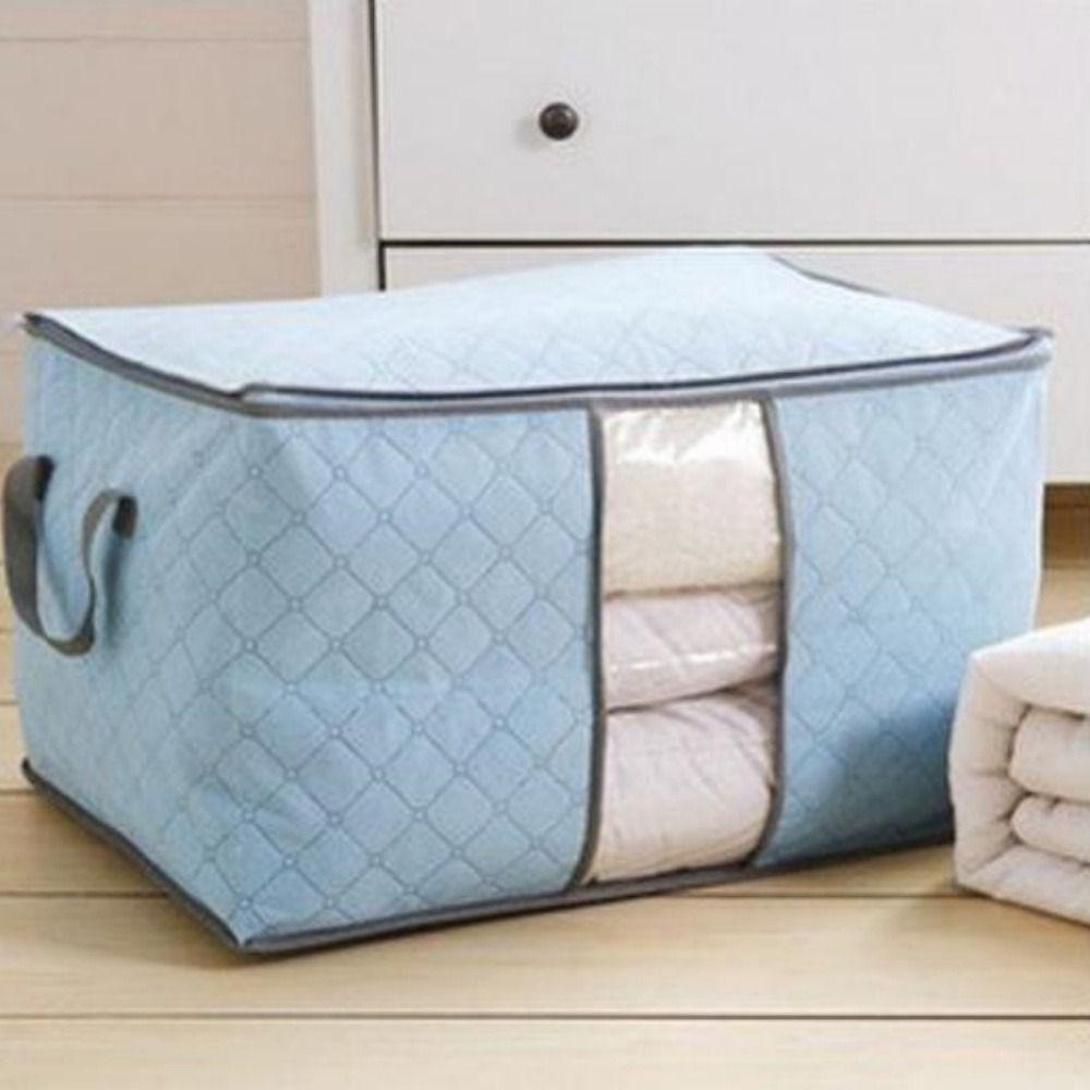 with Reinforced Handle Clothes Storage Bag Foldable Cotton Quilt Bags  For Blankets Bedding