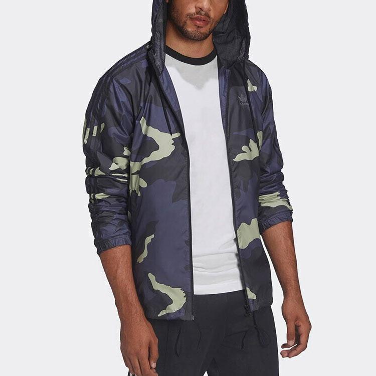 adidas Оригинальный трилистник с вышитым логотипом, камуфляжная ветровка, куртка с капюшоном, мужская верхняя одежда, камуфляж HF4876