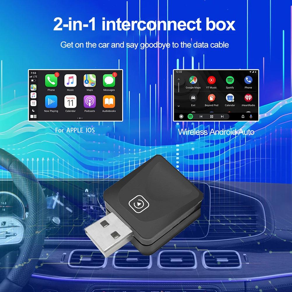 Беспроводной адаптер Carplay 2 в 1 Android Auto Smart AI Box для Apple IOS Android для Volkswagen Toyota Peugeot Volvo Kia