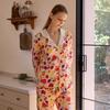 Womens Cotton Pajama Set Long Sleeve Lapel Top Pants Lightweight Fall Home Wear Outfit