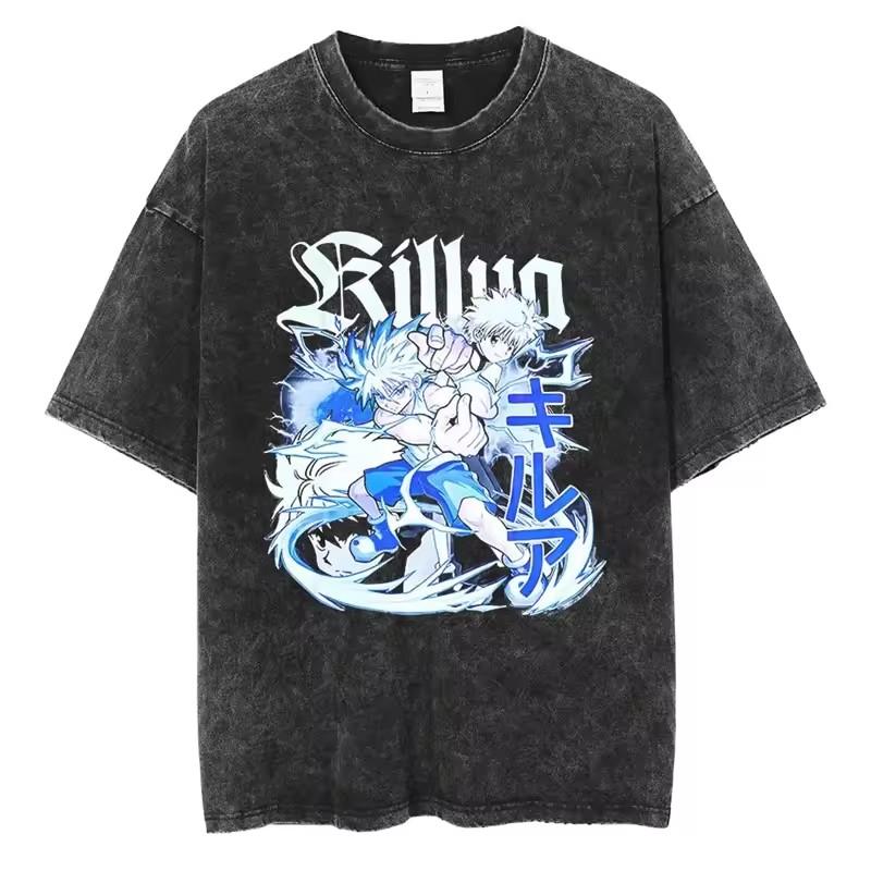 Killua Zoldyck Hunter X Hunter Manga Graphic Tshirt Men Women Clothes Oversized Washed Cotton Tshirt Short Sleeve Tees Tops