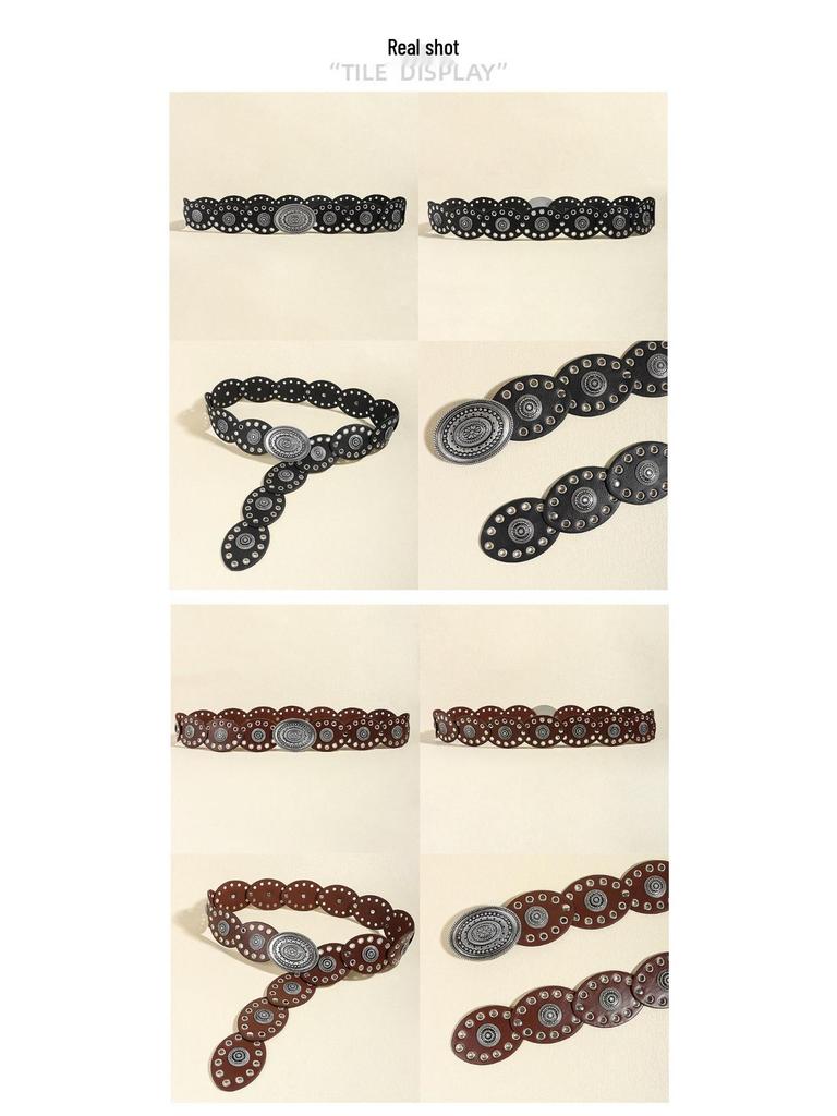 Женский ретро-платье с овальным поясом-люверсами в стиле пустоши