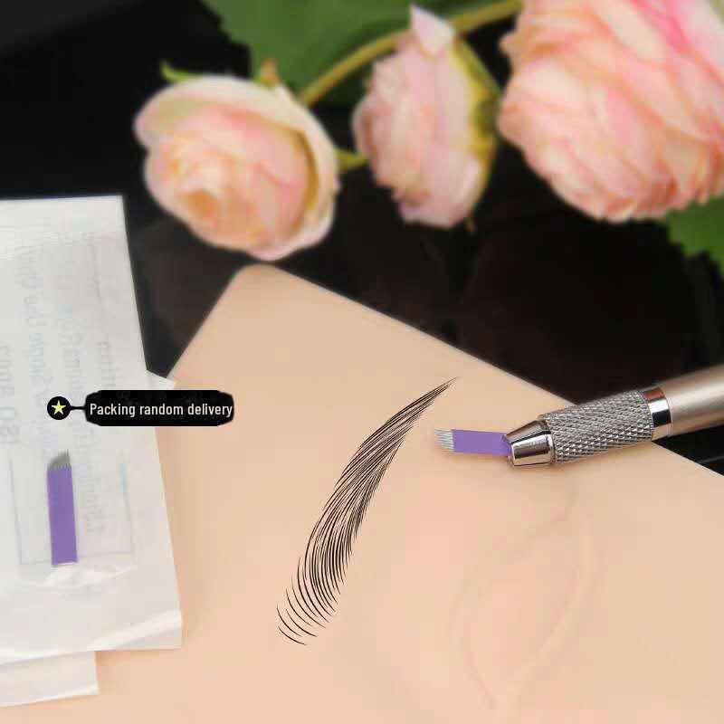 Purple Eyebrow Embroidery Needle - Handmade Beauty Tools, 14 & 18-Needle Blades