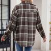 Женская модная широкая клетчатая куртка-рубашка на пуговицах с длинными рукавами