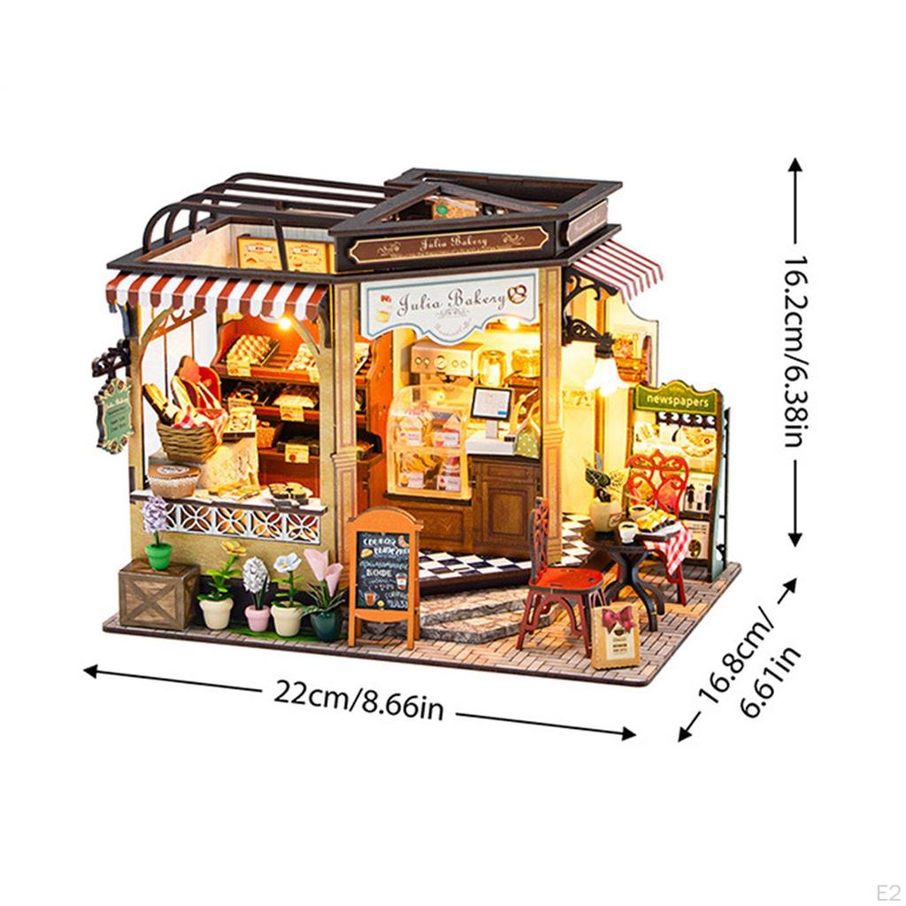 DIY Wooden Miniature Building Kits Mini House Making Collectibles Display Handmade Tiny