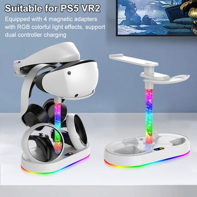 Зарядная станция для контроллера Play Station 5, станция зарядки с RGB-подсветкой, двойной USB-порт, 4 магнитных адаптера, док-станция для зарядки и хранения