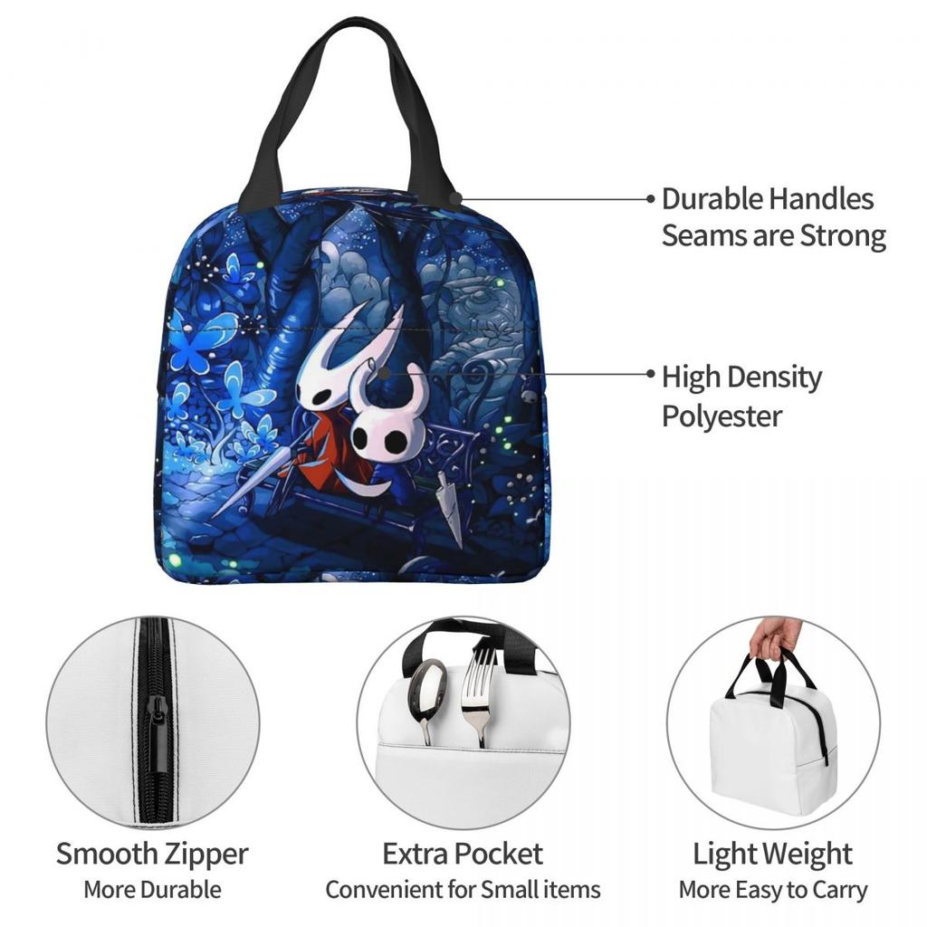 Hollow Knight Insulated Lunch Bag for Women Children Portable Food Boxes Thermal Lunch Box Tote