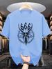 Men'S Casual Crew Neck T-Shirt with Geometric 666 Sheep Head Print,100% Polyester Knit Fabric,Regular Fit for Summer