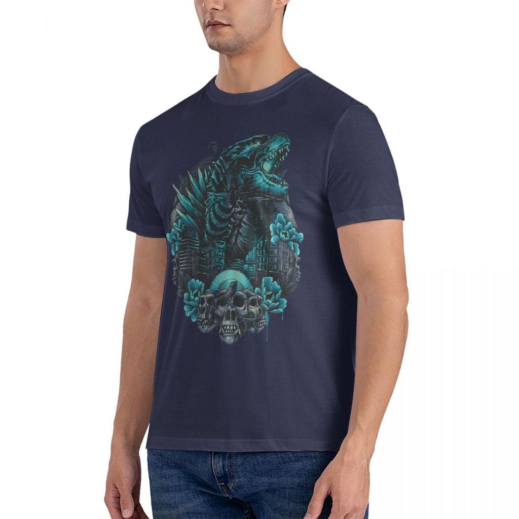 Godzillaed Rise From The Depths T-Shirt Men Round Neck Cotton T Shirts Short Sleeve Tops Printed Clothing