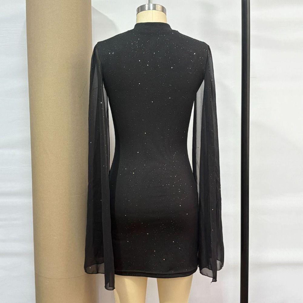 Sparkling Chiffon Cape Red Dress Half Neck Slim Evening Dress Ladies Girl