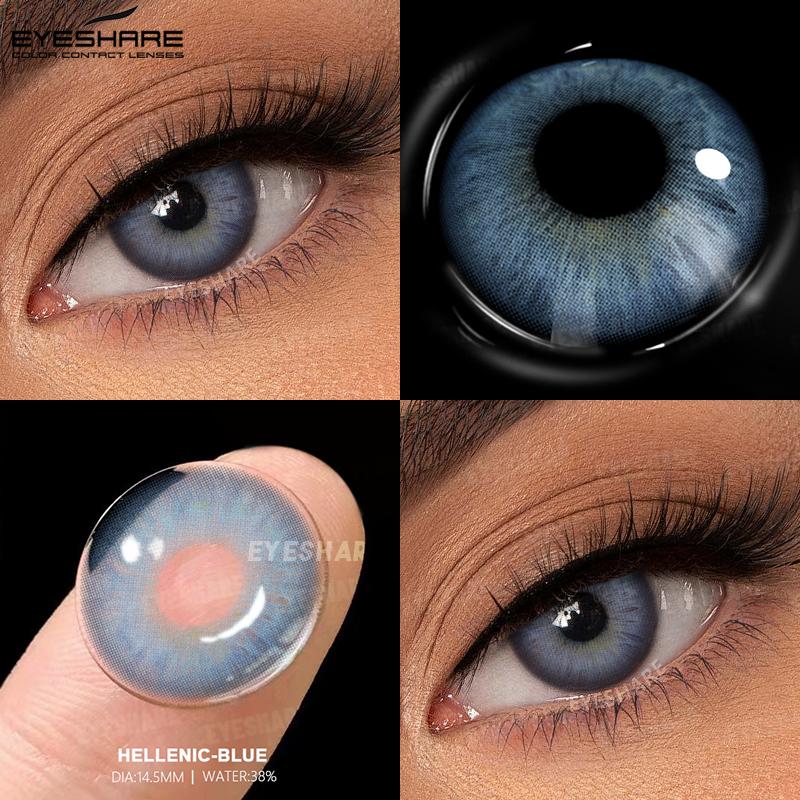 Eyeshare Голубые цветные контактные линзы Натуральные коричневые линзы для макияжа глаз Серые линзы Корейские мягкие линзы Ежегодная косметика для женщин