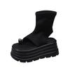 Fashion 8.5cm Ankle Boots Stretch Fabric Ankle Booties Fashion Ladies Summer Women Shoes Platform Wedge Flats Sandals Leather Peep Toe